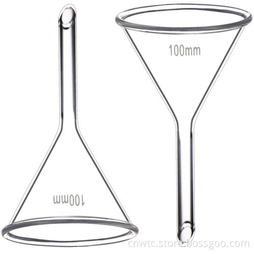 Borosilicate Glass Funnel: Sizes 60mm, 75mm, 90mm, 100mm, 120mm - Heavy Wall Funnel with Short Stem